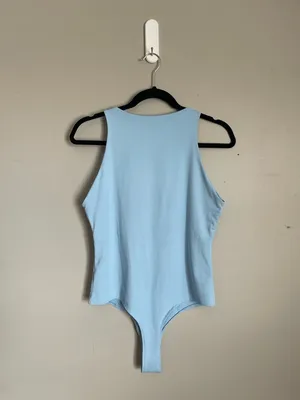 REORIA | Light Blue Sleeveless Bodysuit Sz L thumbnail 4