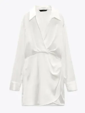 Zara Satin Effect Mini Party Coctail Date Shower Wedding Night Out Long Sleeve dress thumbnail 13