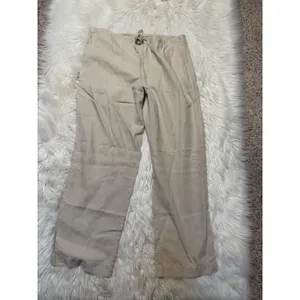 Gap Women's Size 12 Wide Leg Pants Beige Tie Waist Pockets High Rise 100% Linen thumbnail 3