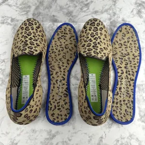 ROTHYS Shoes‎ Size 8.5 Loafers Flats Retired Cheetah Leopard Animal Print Knit thumbnail 8