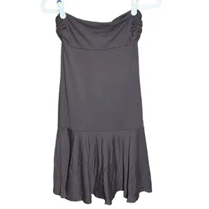 Susana Monaco Brown Strapless Ruffle Hem Womens Y2K 90s Mini Dress Sz L‎ thumbnail 2