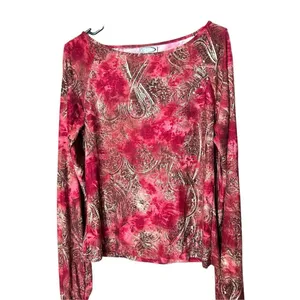 Vintage Rave Y2K Cold Shoulder‎ Paisley Long Sleeve Blouse Size L thumbnail 2