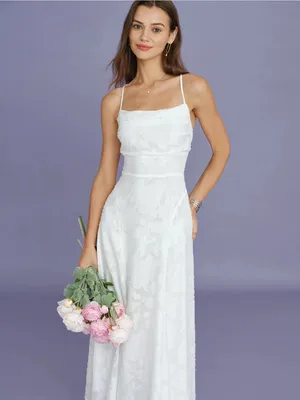 Rihoas White X Cross Jacquard Slip Maxi Dress thumbnail 3