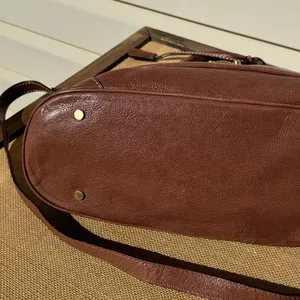 Talbots Rich Brown Leather Satchel with Gold Hardware thumbnail 5