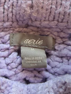 Aerie Lavender Openwork Crewneck Sweater Medium thumbnail 7