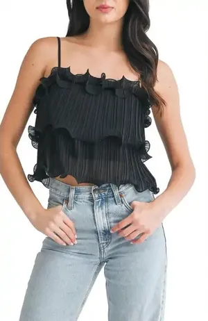 Lush- Ruffle Spaghetti Strap Top-Size Large thumbnail 1