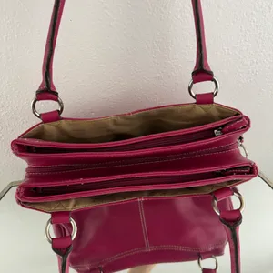 CRAZY HORSE Vintage 90s Y2K Hot Pink Faux Leather Barbiecore Shoulder Bag Purse thumbnail 12