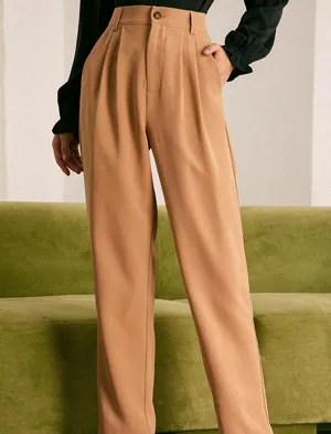 RIHOAS The Khaki High Waisted Pleated Tapered Pants 77 thumbnail 1