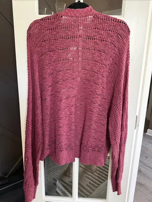 AMERICAN EAGLE Open-Front Knit Cardigan Rose Pink M NWT Boho Cottagecore thumbnail 2