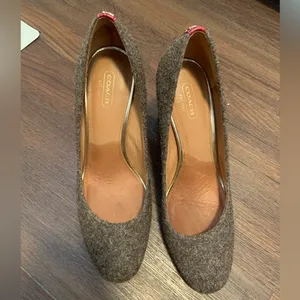Coach Sandbordeaux Felt Croc Pump Heel formal classic fall round toe logo $250 thumbnail 4