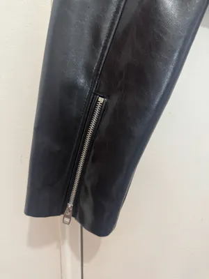 ZARA Black Cropped Faux Leather Motorcycle Jacket size M thumbnail 5