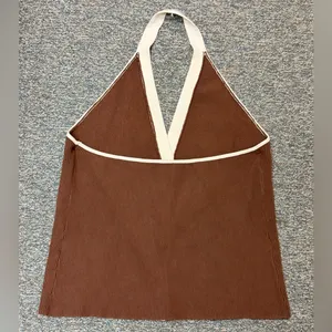 Abercrombie Ribbed Halter Top Sweater Vest | Brown & Cream Button Up Knit XL thumbnail 8
