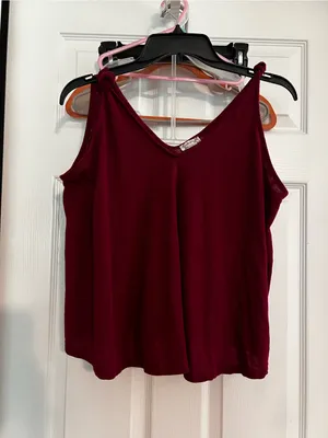 Free People Knot Strap V-Neck Tank - Burgundy thumbnail 2