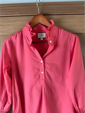 Tuckernuck Teagan Popover Blouse Shirt 100% Cotton in Pink Women’s Small thumbnail 5