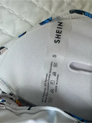 SHEIN White Bikini Set of Two with Blue & Orange Butterfly Print Size S thumbnail 5