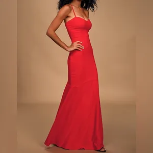 Lulus See You Again Red Bustier Mermaid Maxi Dress thumbnail 2