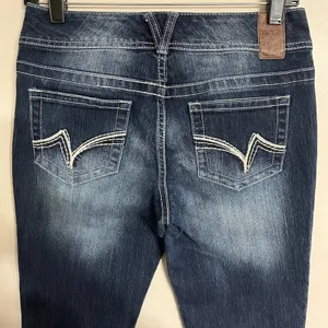Vanity‎ Curvy Bootcut Jeans Dark Wash Contrast Stitch 26W 31L Blue Denim thumbnail 12