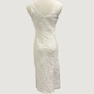 Amanda Uprichard Clarisse Dress White Linen Midi Keyhole Preppy Coastal Small thumbnail 3