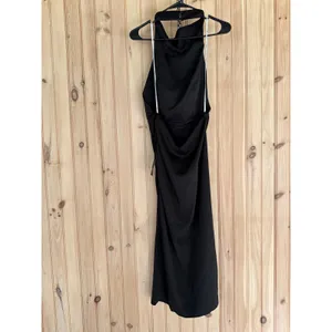 NWT Lulus Gorgeous Season Black Satin Backless Midi Dress Open back Party Size M thumbnail 5