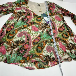 Show Me Your Mumu Mal Top Pink Green Paisley Womens Size Small Long‎ Sleeve NEW thumbnail 9
