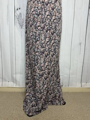 LoveStitch Long Floral Maxi Dress Sz L Pockets Purple Pink Racerback Beach thumbnail 9