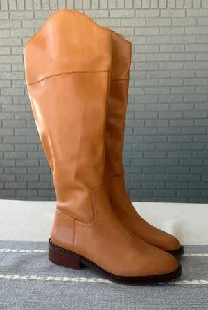 NWT Vince Camuto Alfella Boot Size 6.5 Wide Calf Knee High Equestrian Leather thumbnail 1