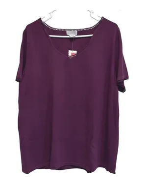 Avenue Purple Short Sleeve Knitted Trim Top Plus Size 18/20 thumbnail 1