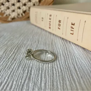 Love Knot Silver Diamond Ring Vintage Bow Pave Inset Promise Engagement Classic Jewelry thumbnail 7