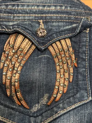 Miss Me Dark Blue‎ Bootcut Jeans with Wing Embroidery 32 thumbnail 9