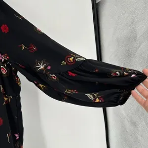 Old Navy Womens Floral Long Sleeve Velvet Trim Peasant Swing Dress Black Size XL thumbnail 7