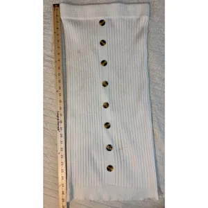 Forever 21 Ribbed Knit Button Front Tube Top Cream Off White Large thumbnail 2
