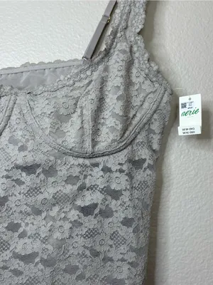 Aerie lace top grey summer beach coquette party medium trending thumbnail 4