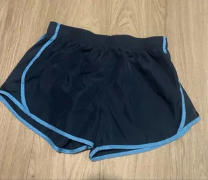 Women's Navy Running Shorts with Light Blue Trim thumbnail 1
