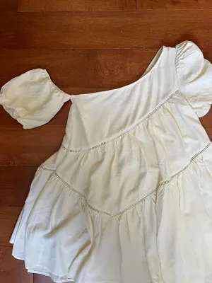 Off The Shoulder Puff Sleeve Princess Style Dress Tan Size XS thumbnail 3