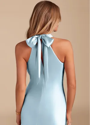 Azazie Satin Blue Dress thumbnail 3