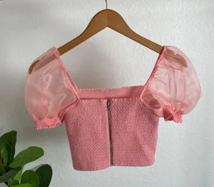 Alice + Olivia | Eliana Smocked Crop Top thumbnail 5