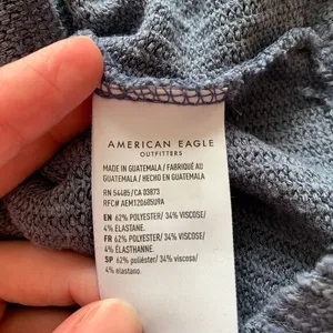 AE American‎ Eagle Womens Medium Cardigan Blue Waffle Knit Button Front Sweater thumbnail 5