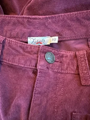 Faherty Womens 26 Burgundy Corduroy Wide Leg Pants High Rise Patch Pocket thumbnail 4