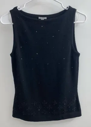 Ann Taylor Wool Cashmere Blend Beaded Sleeveless Tank Top Size S thumbnail 1