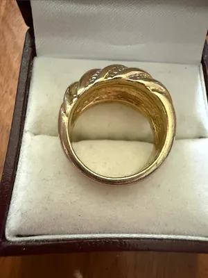 Vintage 14 KT GE Gold-Tone/Silver-Tone Ribbed Dome Ring Size 4 3/4 thumbnail 5
