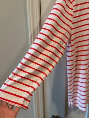 J. Crew Red Striped 3/4 Sleeve Shirt thumbnail 5