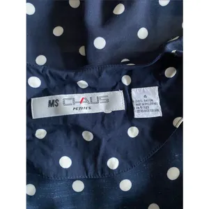 Vintage Polka Dot Navy Button-Front Dress Puff Sleeve Womens Sz 4 Petite thumbnail 6