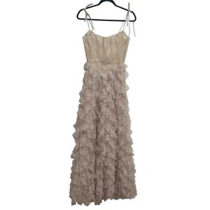 Show Me Your Mumu Francesca Corset Maxi Dress Champagne Tulle Ruffle thumbnail 5