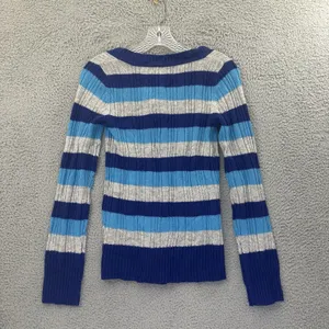 NWT Aeropostale Striped V Neck Knit‎ Sweater Angora Rabbit Retro Y2K Women Small thumbnail 2
