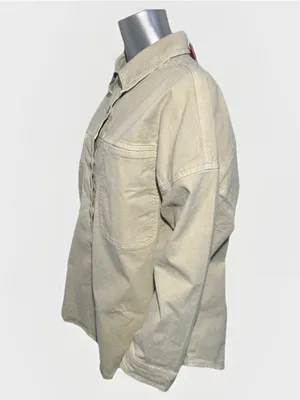 Marine Layer Molly OversizedShirt Jacket Stone Beige Xsmall New Shacket $168 thumbnail 8