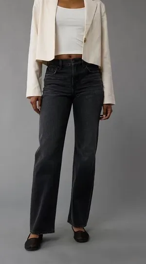 American Eagle NWT Women's Black Blaze Stirigid Stovepipe Jeans Size 16 / 33W thumbnail 1