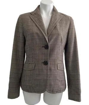 GAP Vintage 90s Wool Blazer Academia Brown Check Y2K thumbnail 1