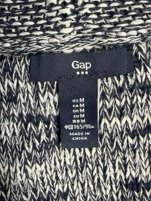 Gap Women’s Chunky Knit Open Front Cardigan Navy Cream Size M thumbnail 7
