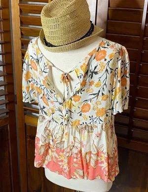 Coco + Jaimeson Bali Floral Babydoll Blouse thumbnail 2