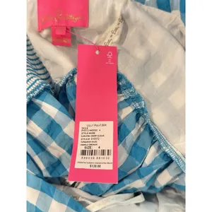 LILLY PULITZER NWT $138 Sarafina Short Sleeve‎ Crinkle Gingham Blouse Top Size 4 thumbnail 7